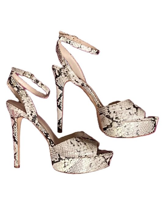 Aldo Neuling Heels, Leather Strappy Sandals, Snakeskin. Size 10 Platform - Picture 1 of 9